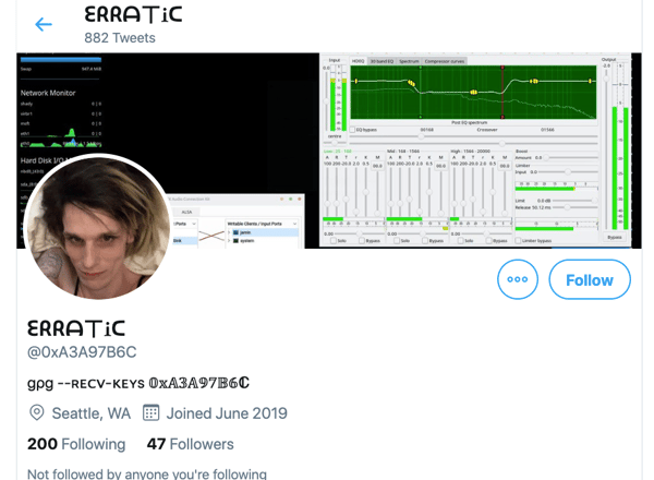 Capital One Breach_erratic_Twitter profile