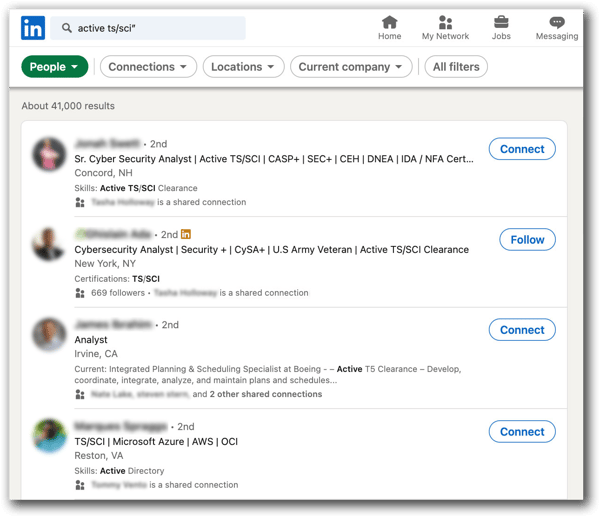 LinkedIn-Users-Security-Clearance-Screen-Shot blur photo and names